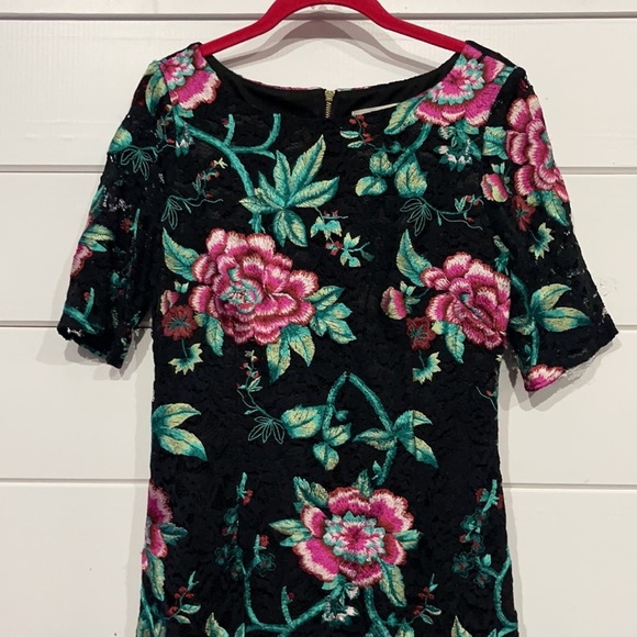 Eliza J Black Embroidered Floral Sheath Dress Size 6 - Picture 2 of 16